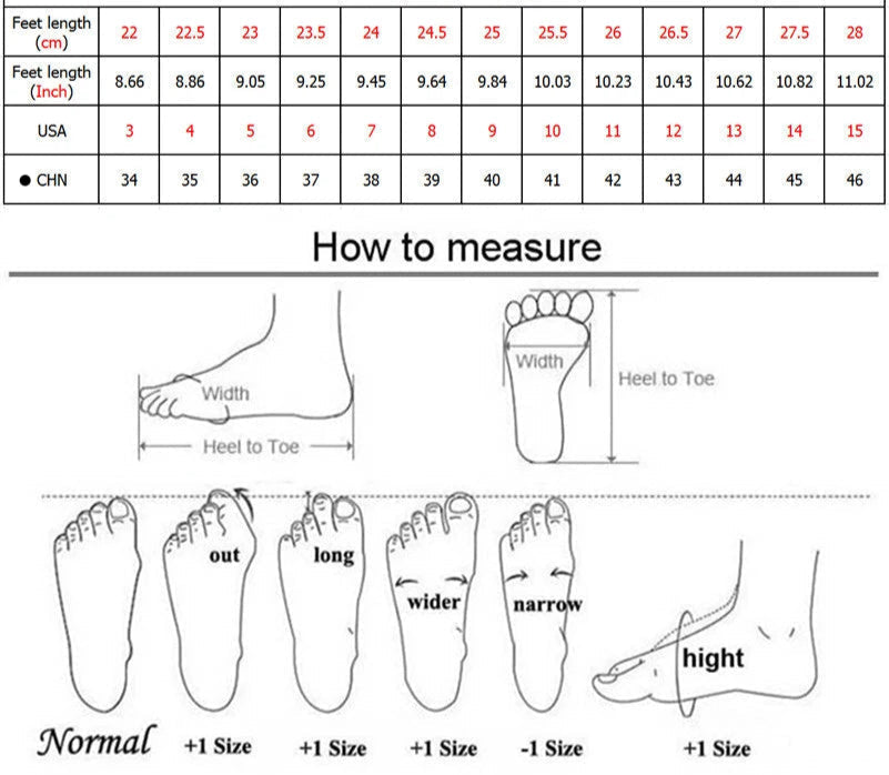 Size chart and measuring guide for Mary Janes Cuir Lisse shoes - SuzzaneMarket