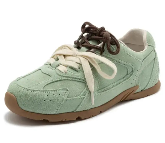 Baskets Tous terrains en cuir suède vert menthe avec lacets confortables | Suzzanemarket