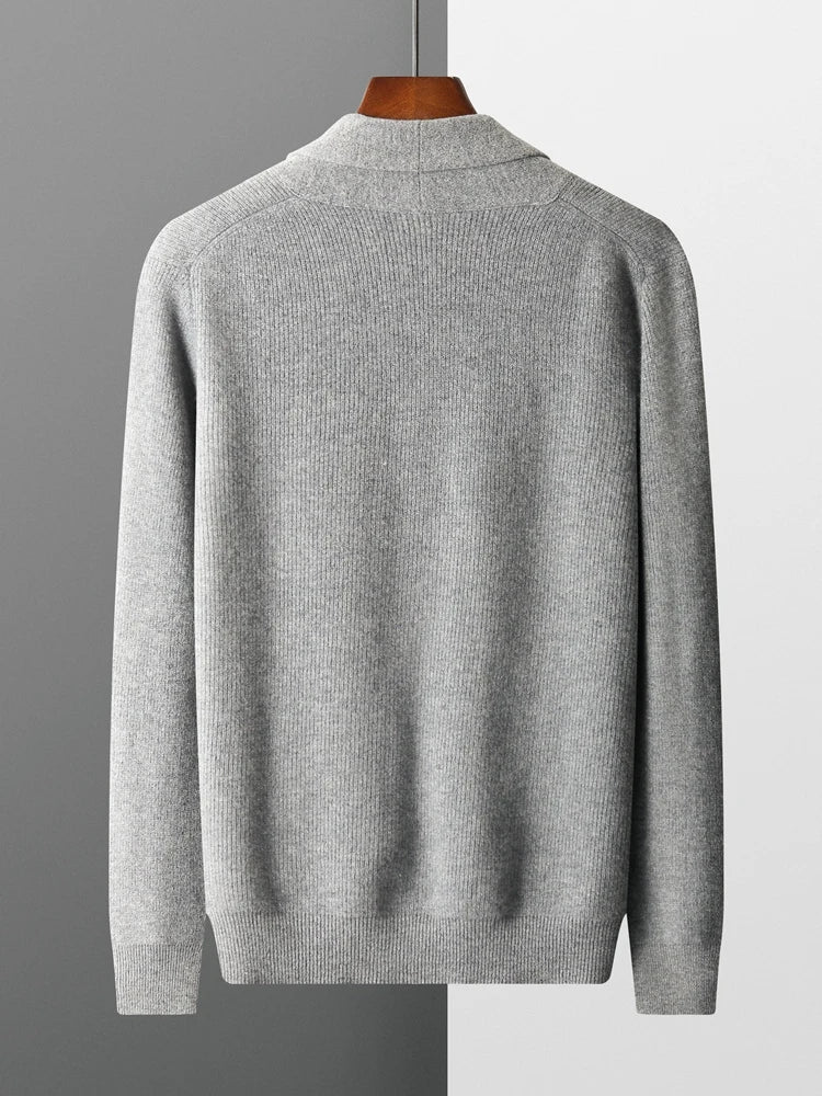 Cardigan Montmartre 100% Laine Mérinos Gris Dos