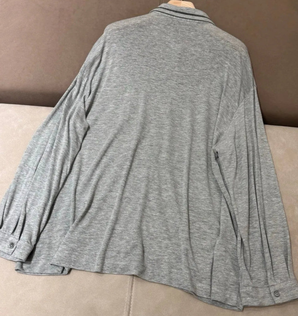 Chemise Jersey Légère en lin et rayonne, douce et légère, coupe ample, couleur grise | SuzzaneMarket