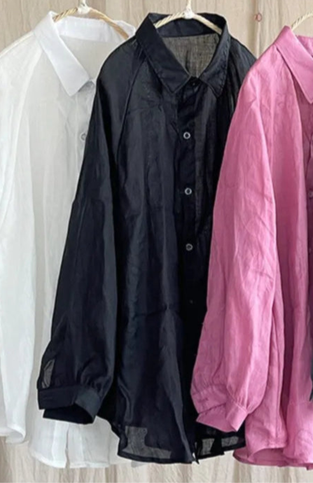 Chemise légère Rami en noir, blanc et rose, coupe ample et manches raglan |SuzzaneMarket