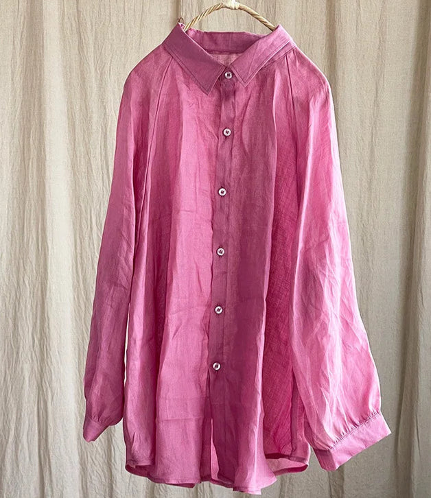 Chemise légère Rami rose, 100% Rami, coupe ample, manches raglan | SuzzaneMarket