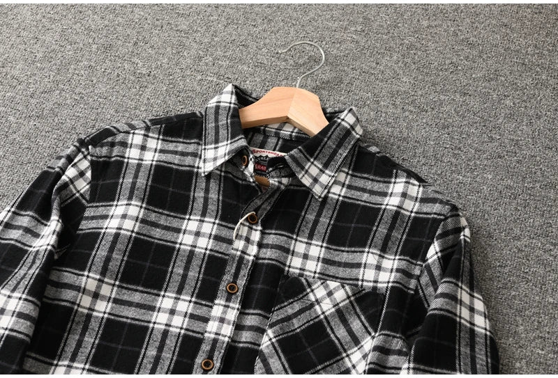 Chemise Montréal à Carreaux 100% Coton Black and White Détails Col