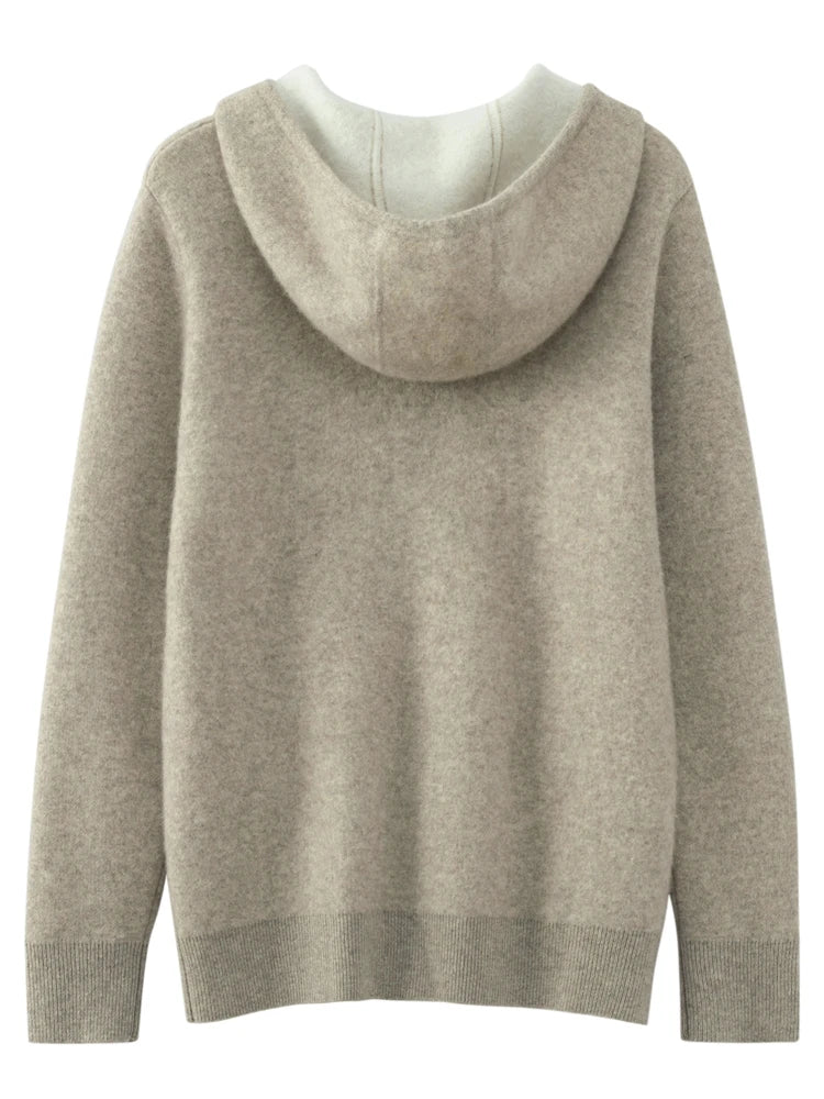 Ensemble Courchevel 100% Laine Mérinos Light Grey Veste à Capuche 2