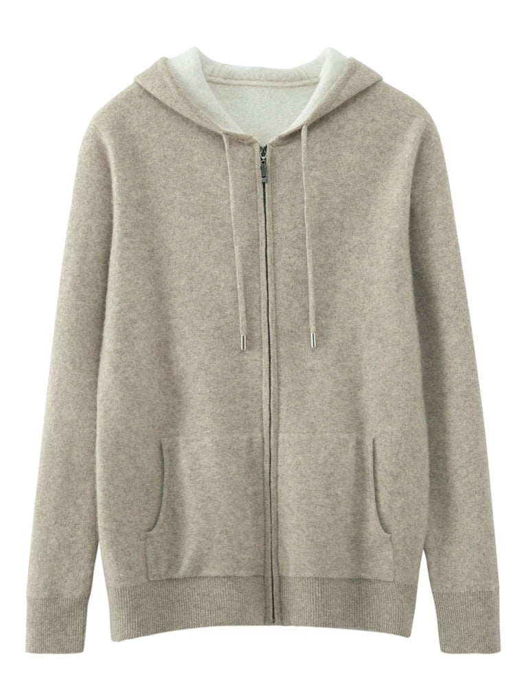 Ensemble Courchevel 100% Laine Mérinos Light Grey Veste à Capuche