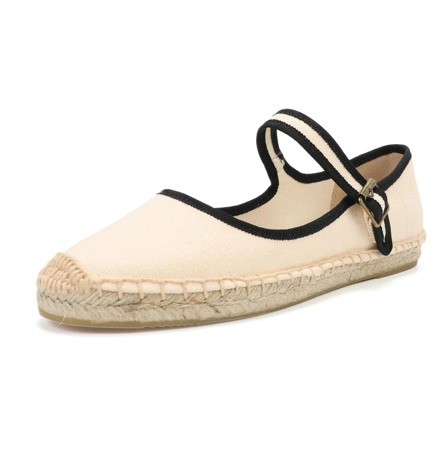 Espadrilles Mary Jane in beige canvas with woven jute sole, featuring adjustable straps. Available in 3 colors | SuzzaneMarket.