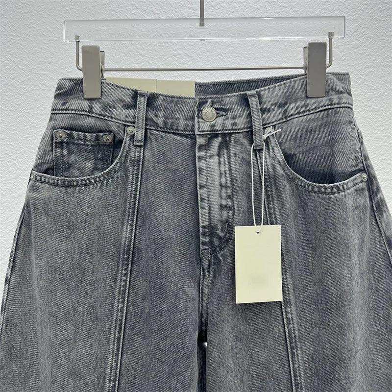 Jeans Large Banana - MALOU - denim cotton high waist with wide legs and tapered ankles | SuzzaneMarket
