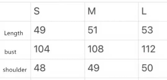Size chart for Gilet Tricot Cachemire showing measurements for S, M, L sizes. |SuzzaneMarket