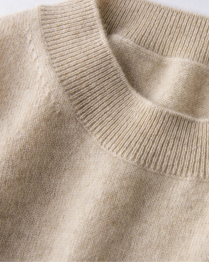Pull cachemire printemps beige, col rond, doux et fin. Parfait pour le printemps |SuzzaneMarket