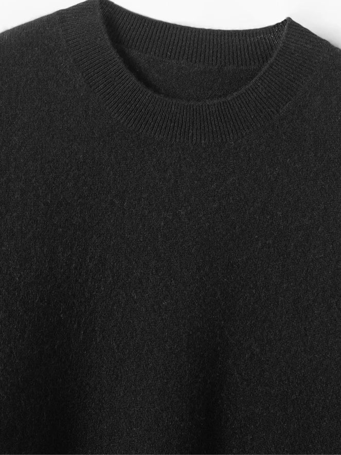 Pull cachemire printemps noir, col rond, doux et confortable | SuzzaneMarket