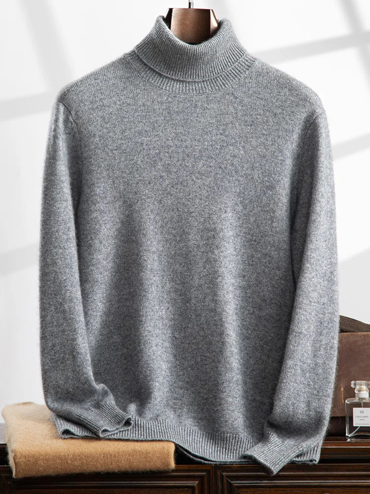 Pull à Col Roulé Roma 100% Cachemire Gris