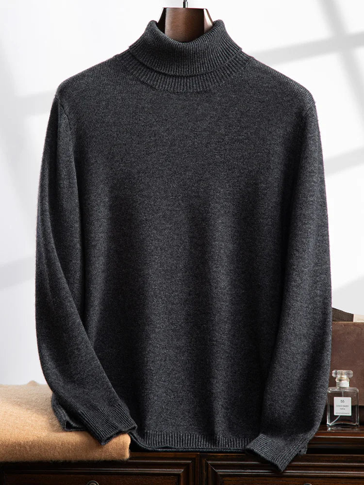 Pull à Col Roulé Roma 100% Cachemire Gris Anthracite