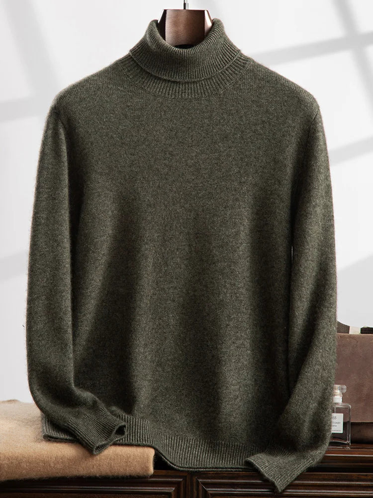Pull à Col Roulé Roma 100% Cachemire Vert Matcha
