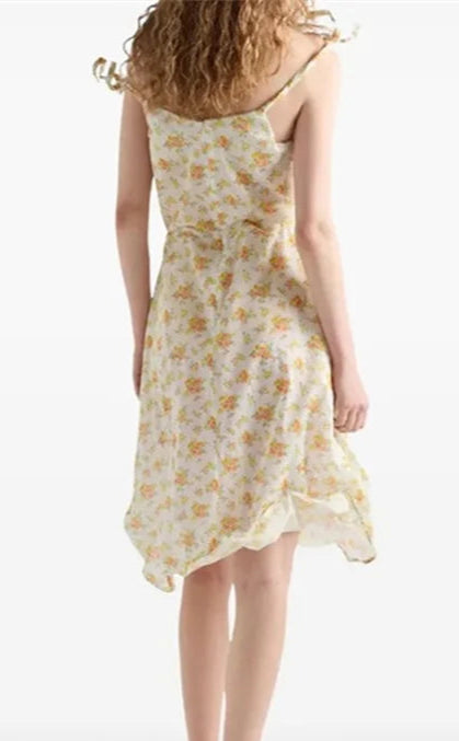 Robe Voile de Coton MAGGY, légère et fluide, imprimée avec brides nouées sur les épaules | SuzzaneMarket