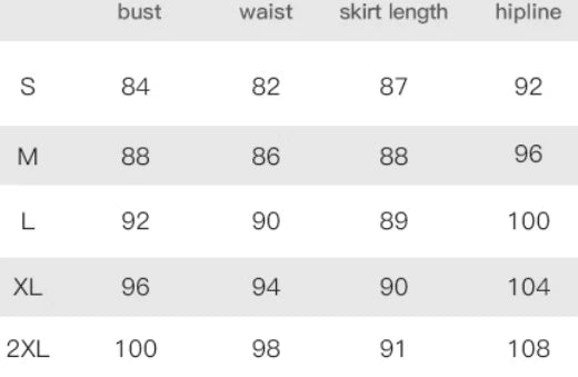 Size chart for Robe Imprimée Brodée - DANA - including bust, waist, skirt length, and hipline measurements | SuzzaneMarket