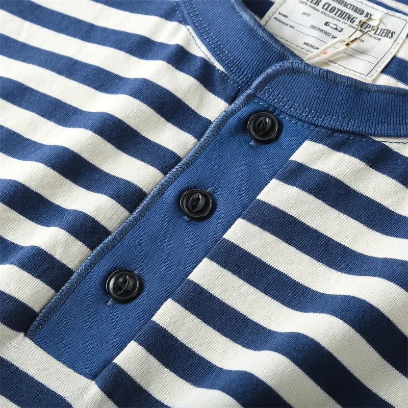 T-Shirt Rayé Col Henry / 5 coloris