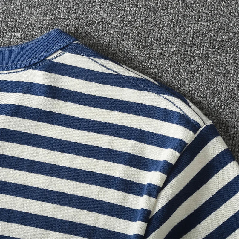 T-Shirt Rayé Col Henry / 5 coloris