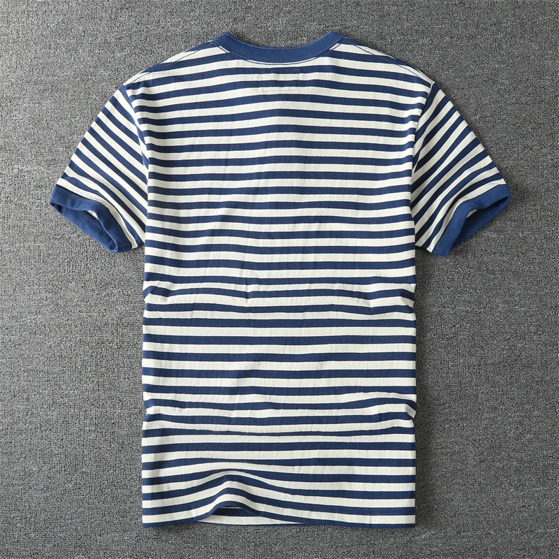 T-Shirt Rayé Col Henry / 5 coloris