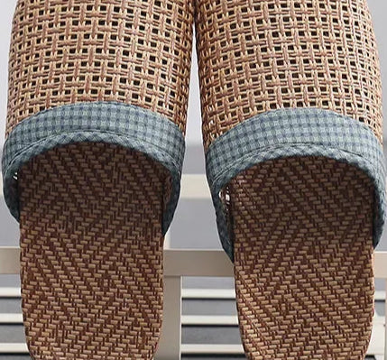 Sabots Chanvre Tressé HIRIE avec bordures textile, semelle intérieure en chanvre | SuzzaneMarket