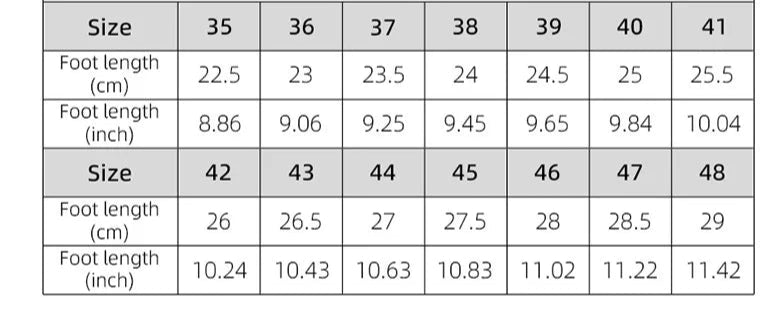 Size chart for Sabots Cuir Suède - foot lengths in cm and inches |SuzzaneMarket