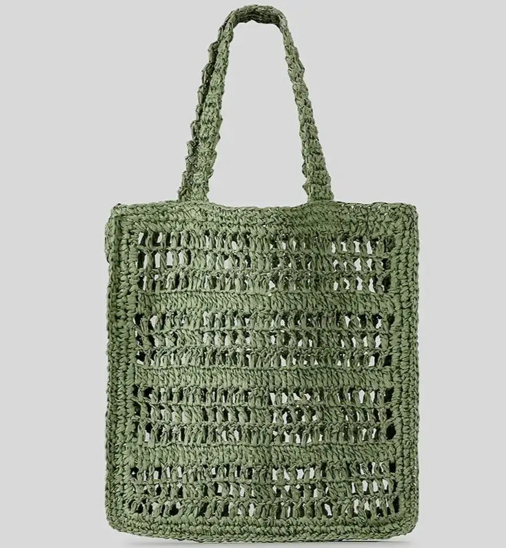 Grand Fourre-tout Paille PALLI en paille tressée, sac non doublé ouvert, disponible en 3 couleurs.