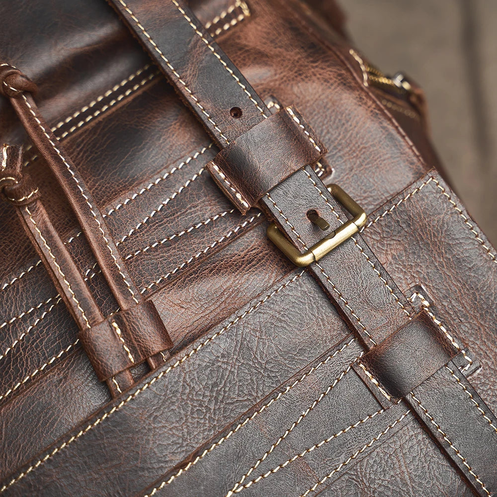 Sac à Dos Ojima en Cuir Véritable, Dark Coffee Détails Qualité