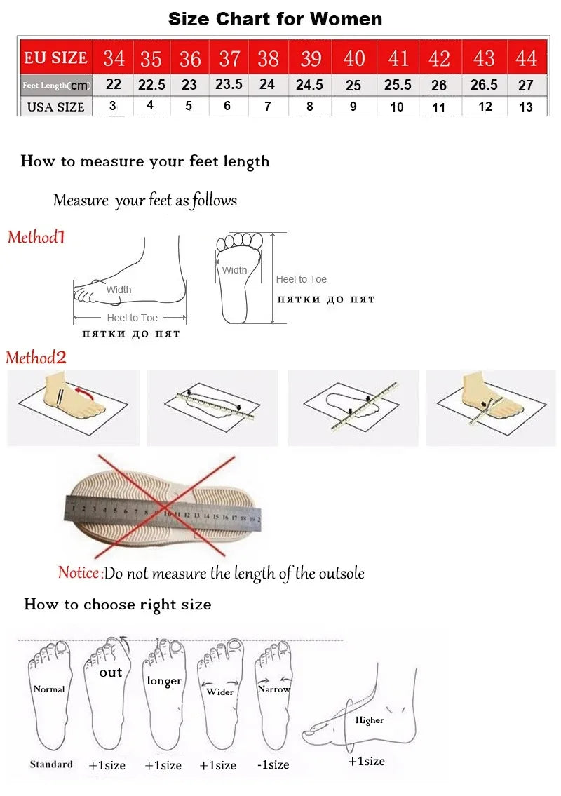 Women's shoe size chart with measurement methods and guidance for selecting the right size | SuzzaneMarket