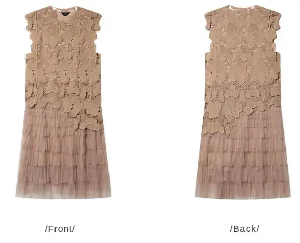 Robe Romantique Dentelle et Transparence - Haut en dentelle, jupe plissée, coupe droite - 2 couleurs | SuzzaneMarket