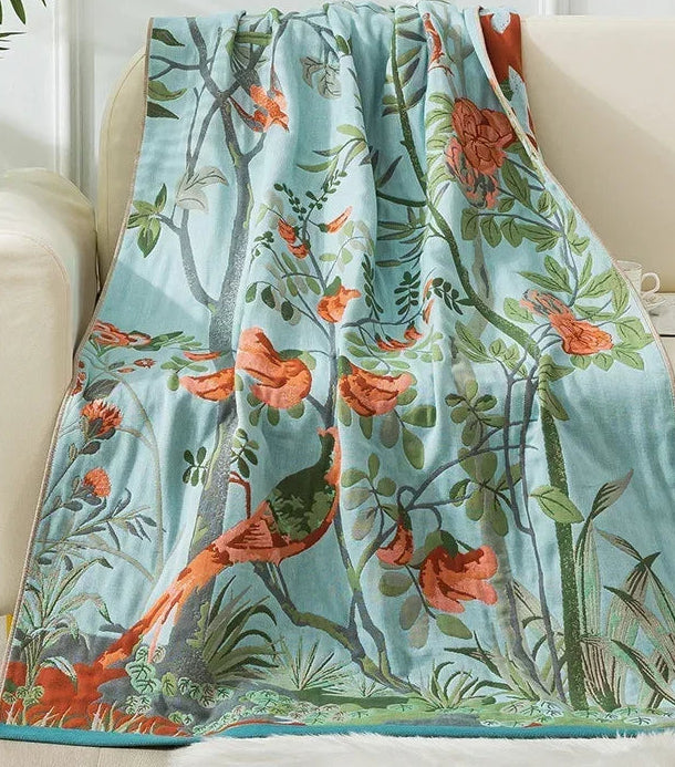 Serviette de plage en coton SANDI, 90x180 cm, imprimé floral, léger et absorbant | SuzzaneMarket