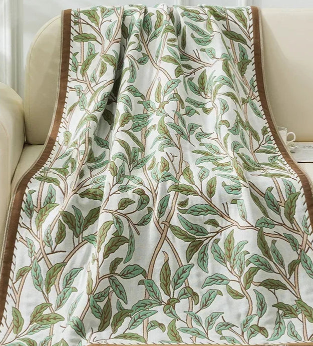 Serviette de Plage en coton SANDI avec motifs de feuilles, 90x180 cm, légère et absorbante |SuzzaneMarket