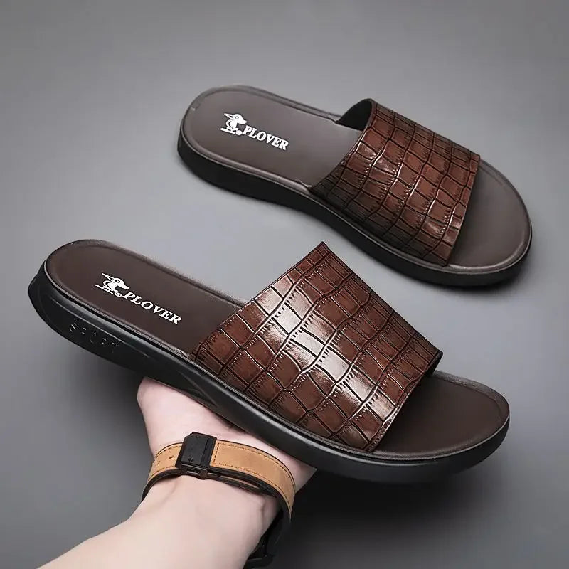 Slippers Croco Brown 2
