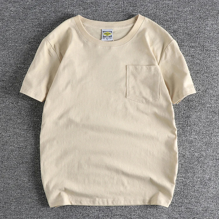 T-Shirt Basic avec Poche 100% Coton Beige