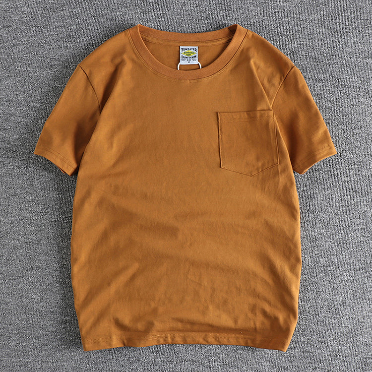 T-Shirt Basic avec Poche 100% Coton Camel