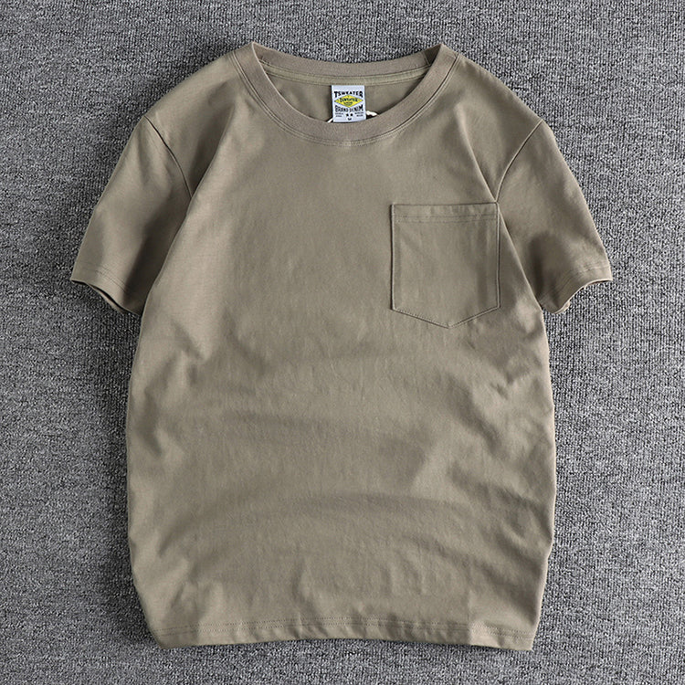 T-Shirt Basic avec Poche 100% Coton Gris