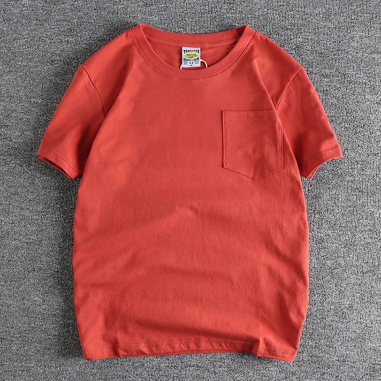 T-Shirt Basic avec Poche 100% Coton Rouge