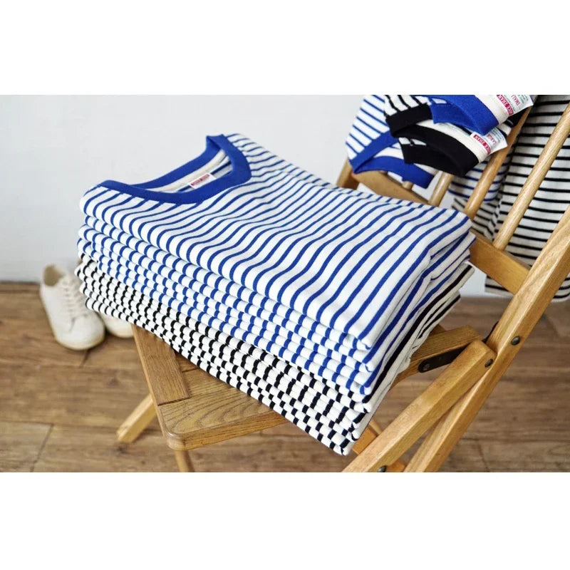 T-Shirt Marinière Bleu ou Noir 100% Coton Haute Qualité