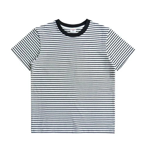 T-Shirt Marinière Noir 100% Coton Haute Qualité Sauce-Zhan