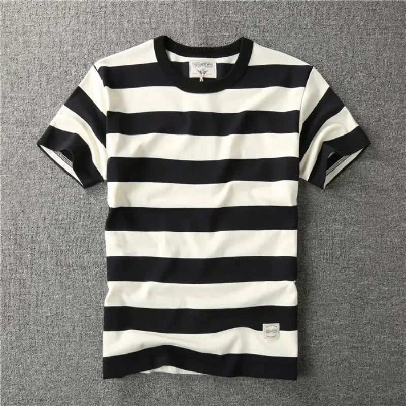 T-Shirt Rayé Bandes Larges Noires 100% Coton