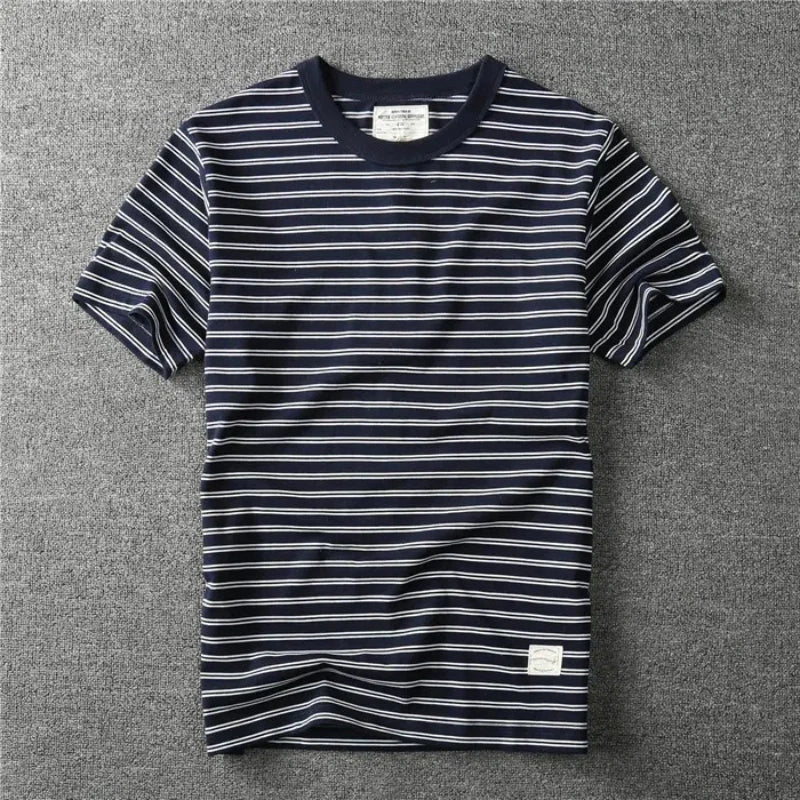 T-shirt Rayé 100% Coton Dark-Blue