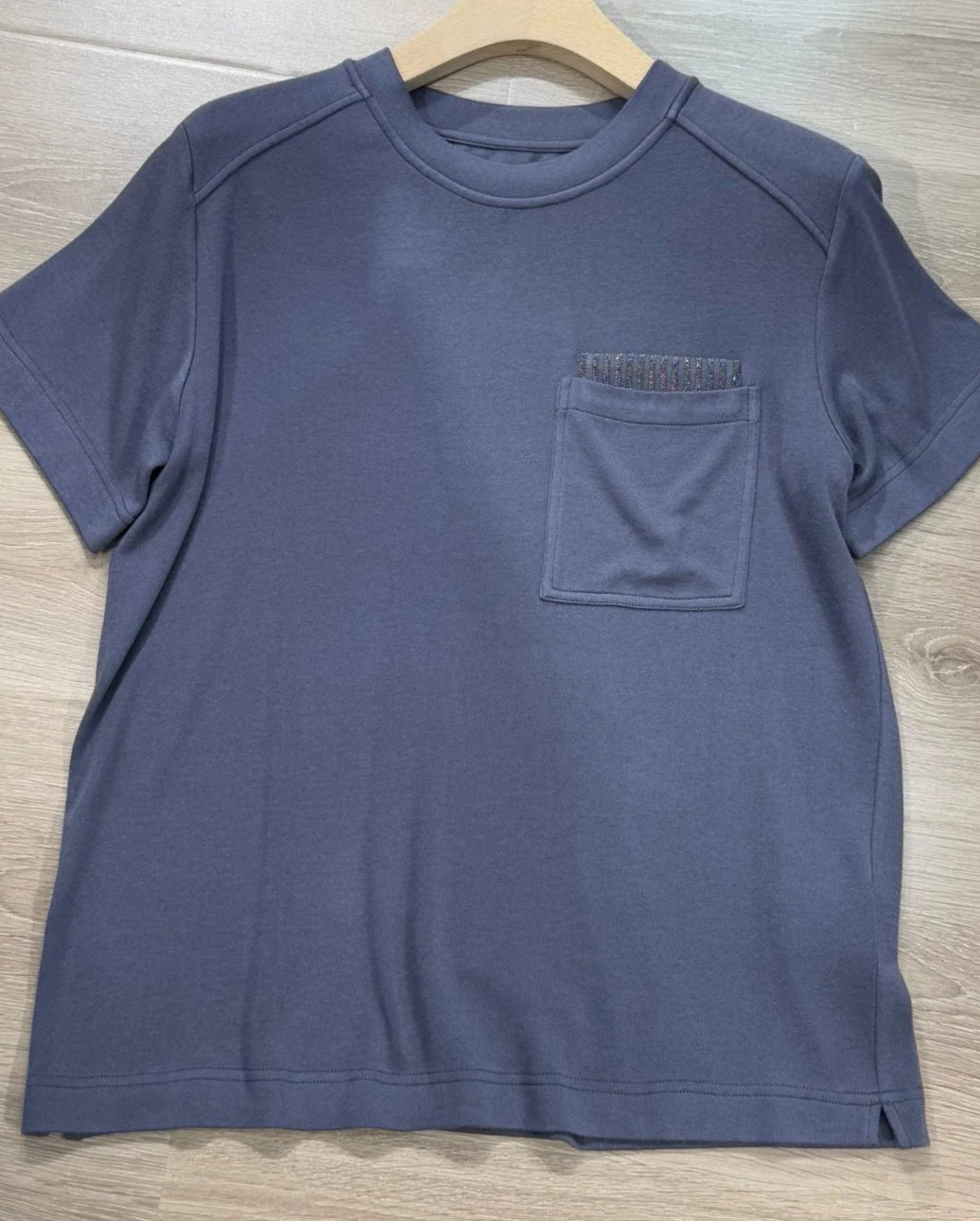 T-shirt Matière Douce en jersey mélangé, col rond, manches courtes avec poche brodée | SuzzaneMarket