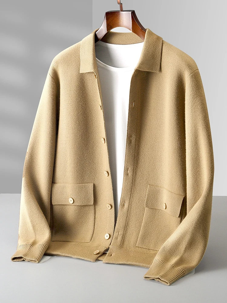 Veste Cardigan Busan 100% Laine Fine Beige
