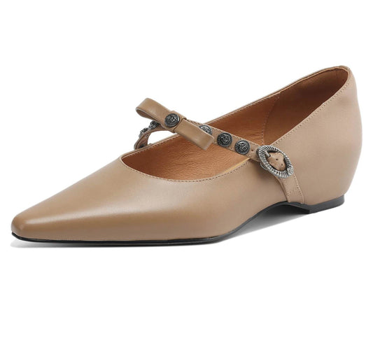 Ballerines Petit Talon DANCY en cuir avec bride décorative, talon invisible, disponibles en 3 couleurs | SuzzaneMarket