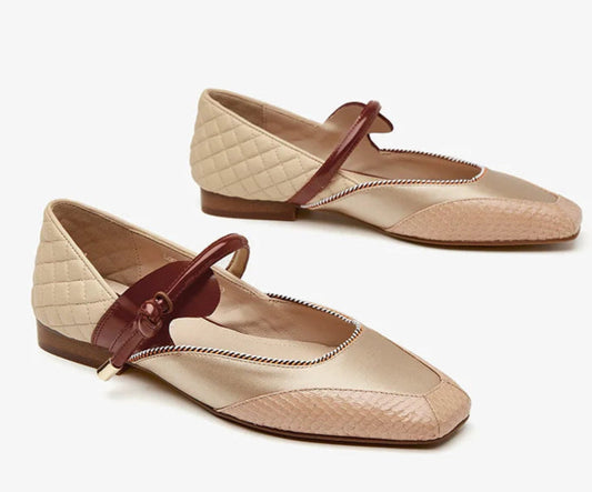 Mary Janes Cuir Luxe in quilted and snake-leather styles, featuring a leather ankle strap | SuzzaneMarket