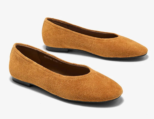 Ballerines en cuir suède marron, chic et confortables, disponibles en 3 couleurs | SuzzaneMarket