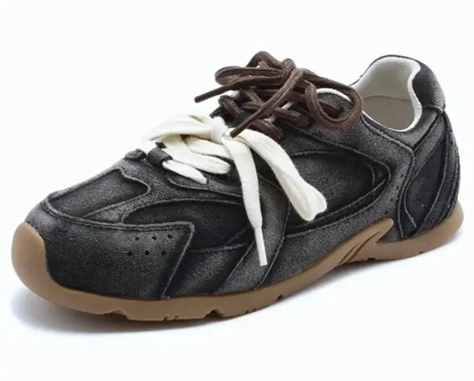 Baskets tous terrains en cuir suède, modèle solide avec lacets, confortables et rembourrées | Suzzanemarket