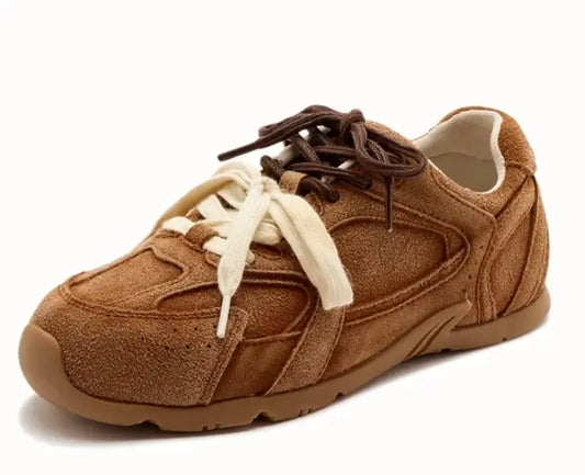Baskets Tous terrains Cuir Suède DYUN en brun, modèle solide, lacets, doublure textile rembourrée | Suzzanemarket