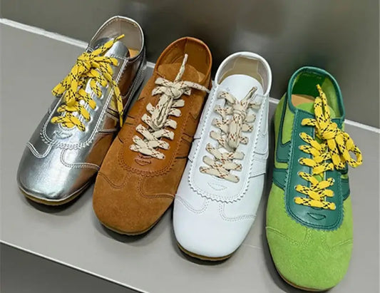 Baskets Bout Carré JAMEA - 4 modèles en daim et cuir, semelle fine, laces colorées | SuzzaneMarket