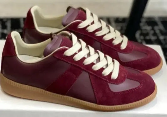 Baskets Derby Cuir Daim en Bordeaux avec semelle gomme et doublure rembourrée | Suzzanemarket