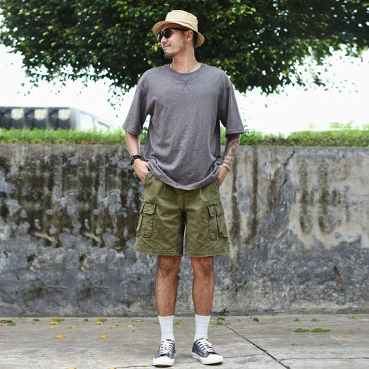 Bermuda Aubrac Cargo 100% Coton Vert Armée 1