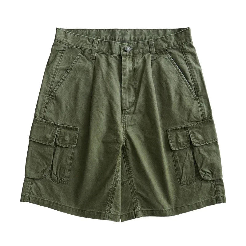 Bermuda Aubrac Cargo 100% Coton Vert Armée